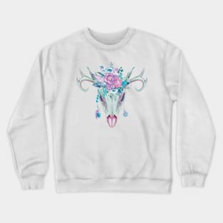 🤩 Boho skull with pink flowers Crewneck Sweatshirt